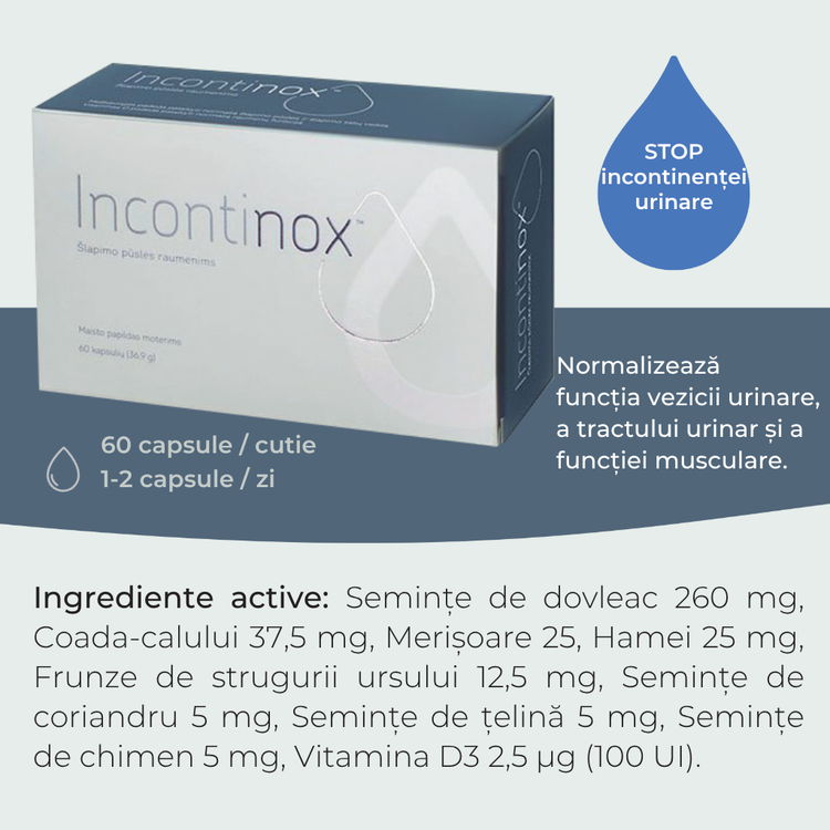 Incontinox capsule pentru incontinență urinară și sănătatea tractului urinar