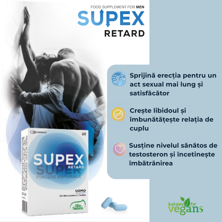 Supex Retard Tablete pentru îmbunătățirea vieții sexuale masculine