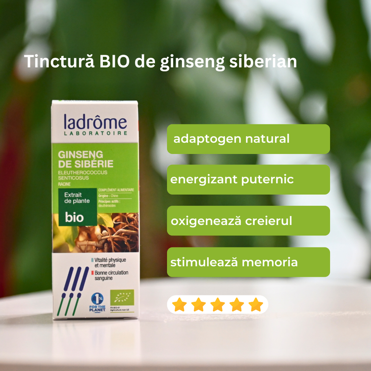 Tinctură Bio de Ginseng Siberian - Eleutherococcus Senticosus
