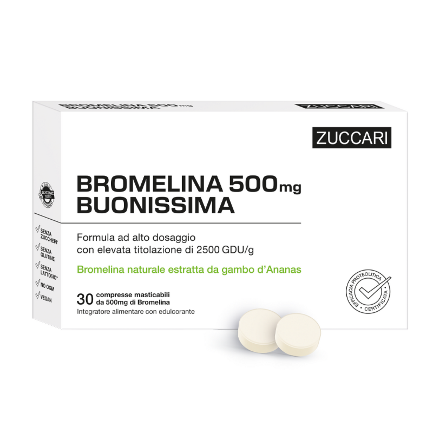 Bromelina 500 Buonissima - Enzimă pentru îmbunătățirea digestiei și drenajul lichidelor, 30 comprimate