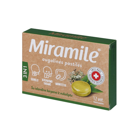 Miramile gust de mușchi de islandă și eucalipt Tablete pentru gât, tractul respirator, imunitate