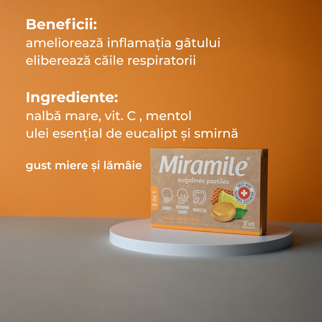 Miramile gust de miere și lămâie Tablete pentru gât, tractul respirator, imunitate