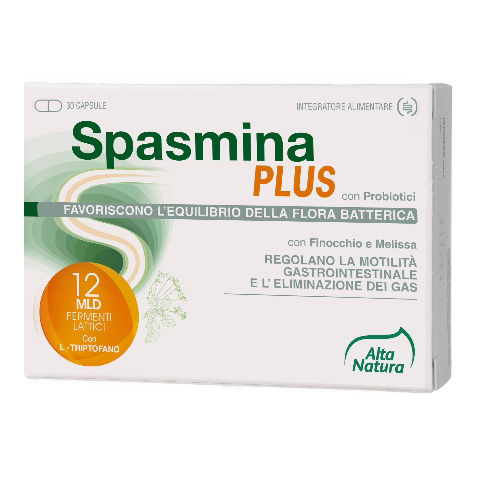 Spasmina Plus Alta Natura – probiotice cu fenicul și roiniță, 30 capsule vegetale