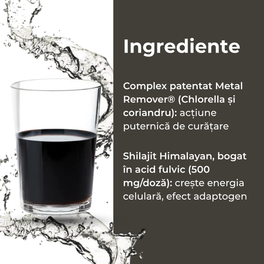 Blackwater Detox® - Supliment Chelare și Eliminare Metale Grele cu Shilajit, Coriandru și Chlorella, 10 Plicuri