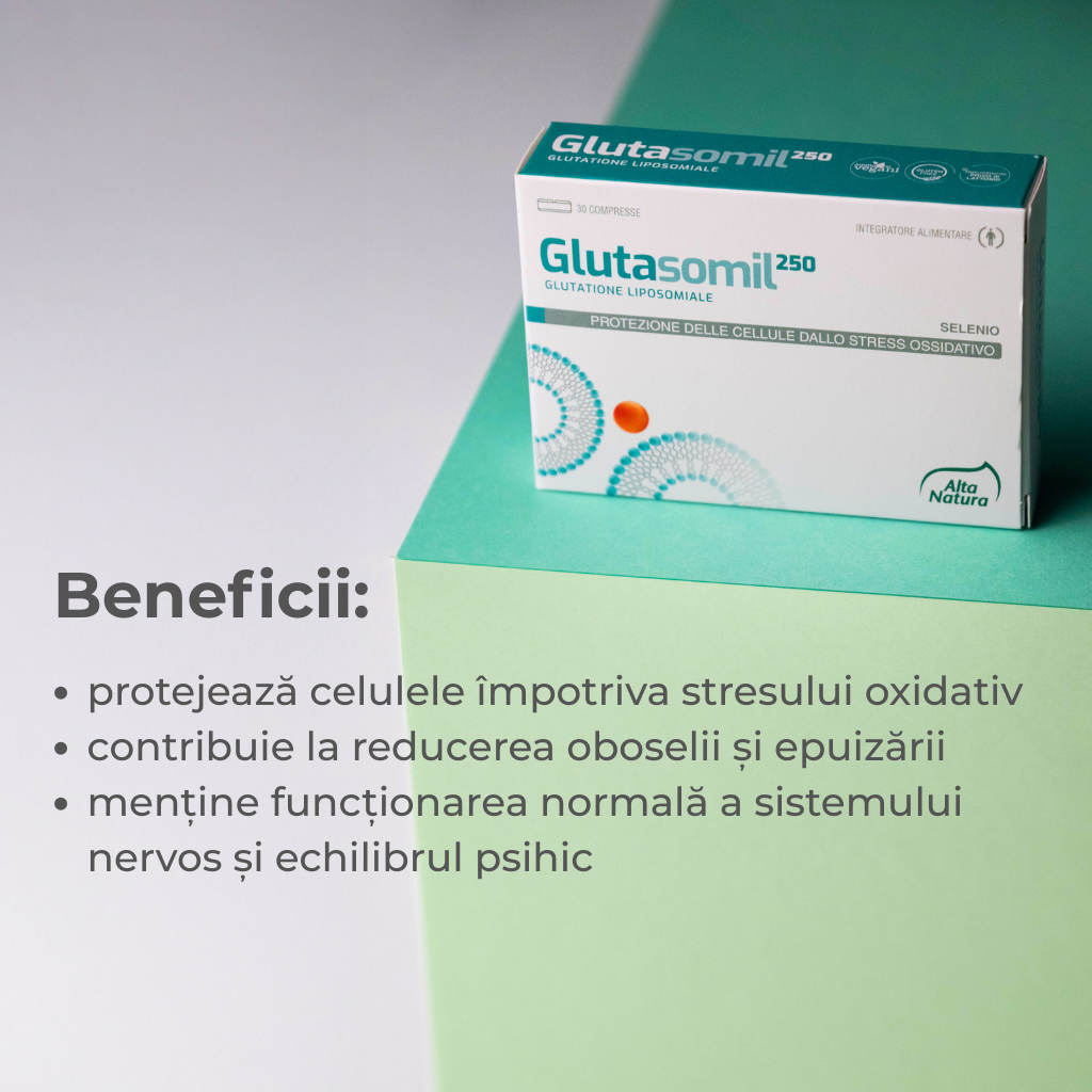Glutasomil 250 – Glutation lipozomal cu formulă complexă pentru protecție oxidativă