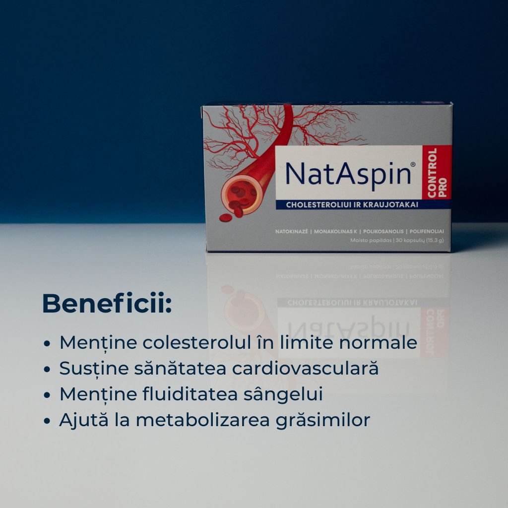 Nataspin Control Pro Capsule pentru controlul colesterolului și pentru circulația sângelui