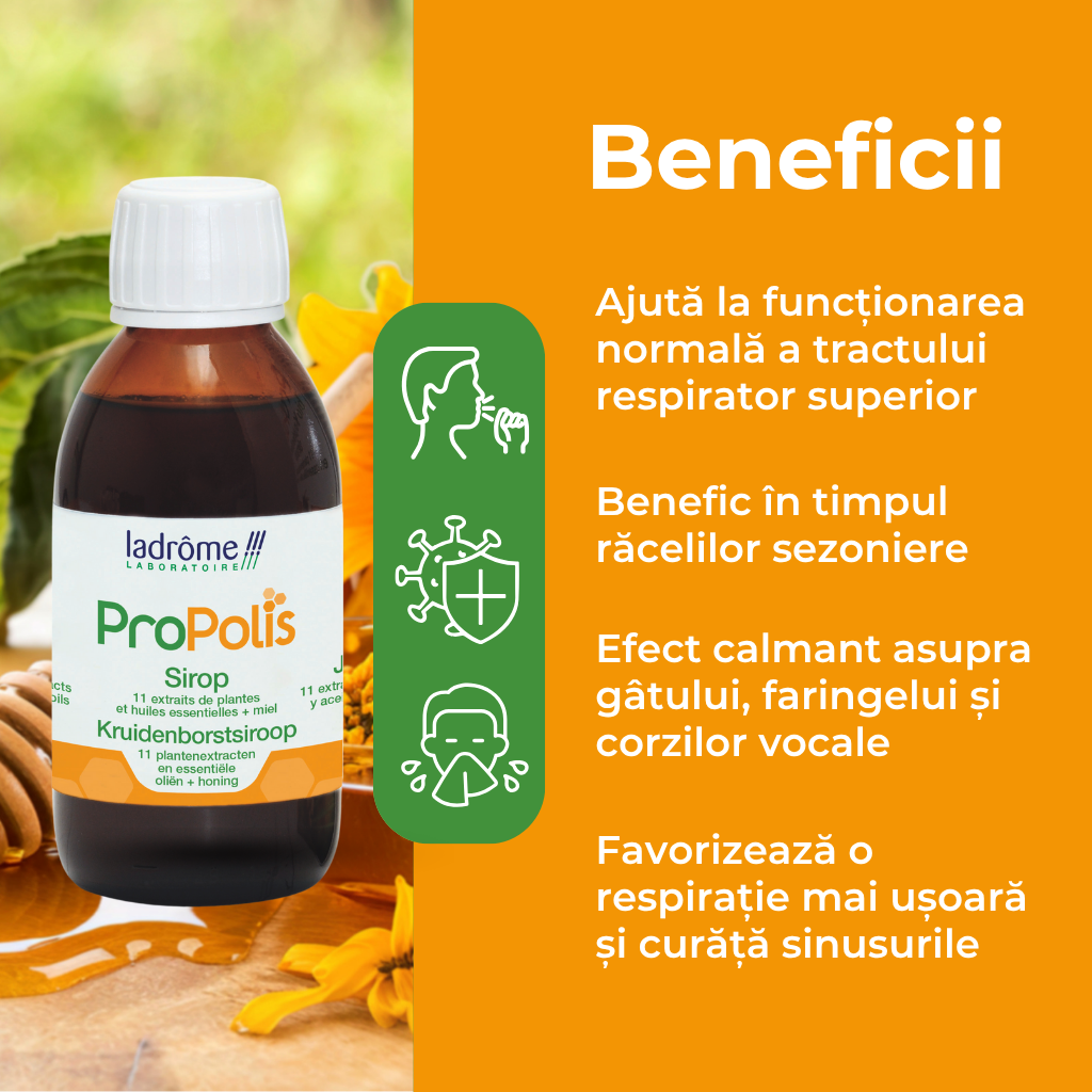 Sirop Propolis BIO pentru gât iritat și căile respiratorii