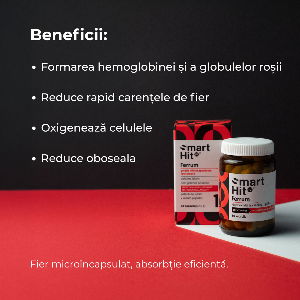 Ferrum SmartHit IV - Capsule cu fier microîncapsulat și vitamina C, 30 capsule