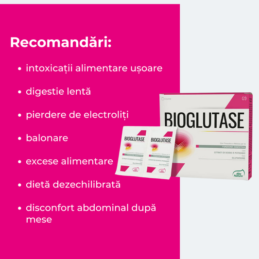 Bioglutase – Supliment alimentar pentru susținerea funcției digestive în intoxicații acute