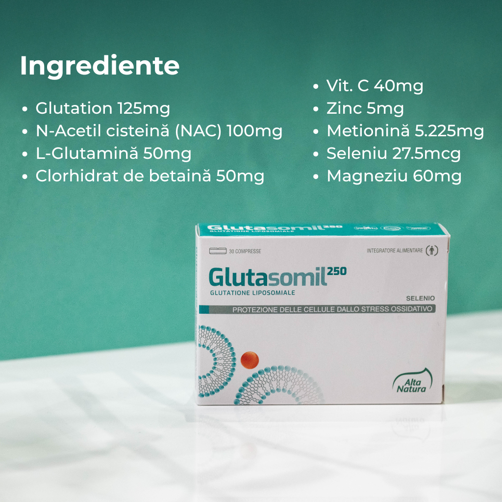 Glutasomil 250 – Glutation lipozomal cu formulă complexă pentru protecție oxidativă