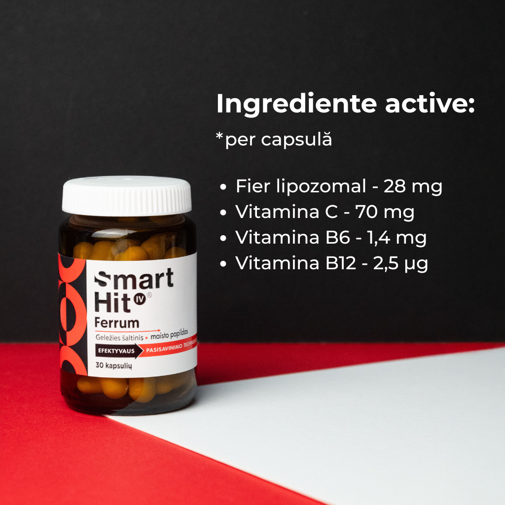 Ferrum SmartHit IV - Capsule cu fier microîncapsulat și vitamina C, 30 capsule