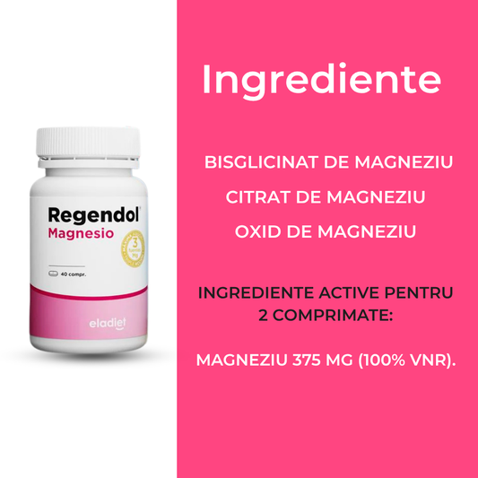 Regendol Magneziu pentru energie, mușchi și oase, 40 comprimate