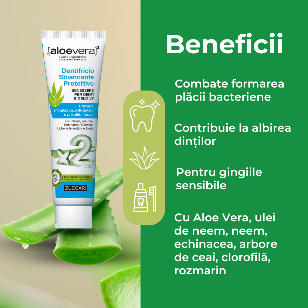 Pastă de dinți cu Aloe Vera pentru albire și protecție