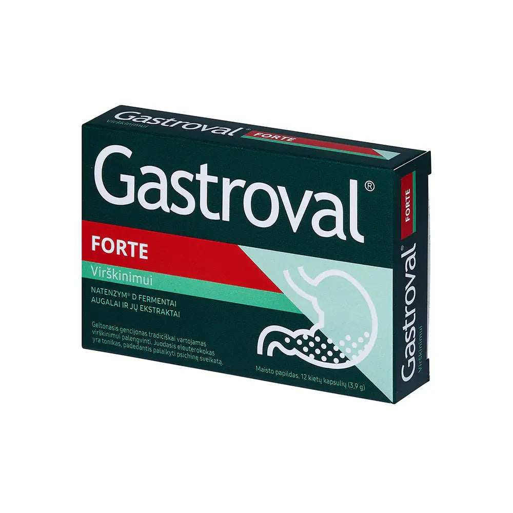 Gastroval Forte Valentis – Natenzym 100mg cu 7 enzime digestive, armurariu și ginseng, 12 capsule